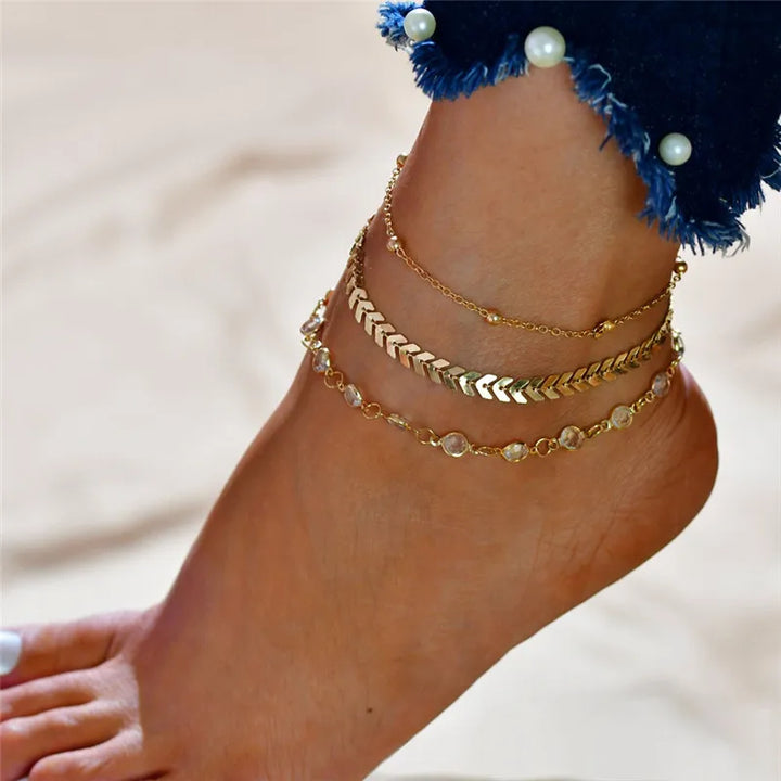 Bohemia Gold Color Chain Ankle Bracelet - Divawearfashion