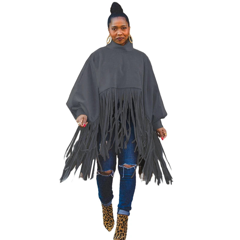 Plus Size Blouse with Tassel Streetwear - Divawearfashion