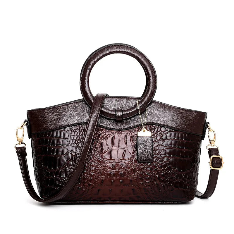 Crocodile Leather Handbag - Divawearfashion
