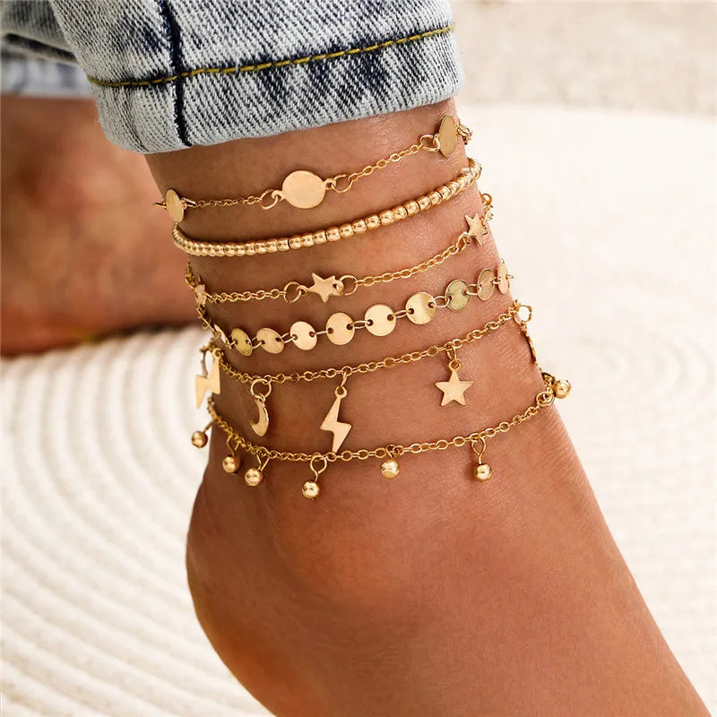 Bohemia Gold Color Chain Ankle Bracelet - Divawearfashion