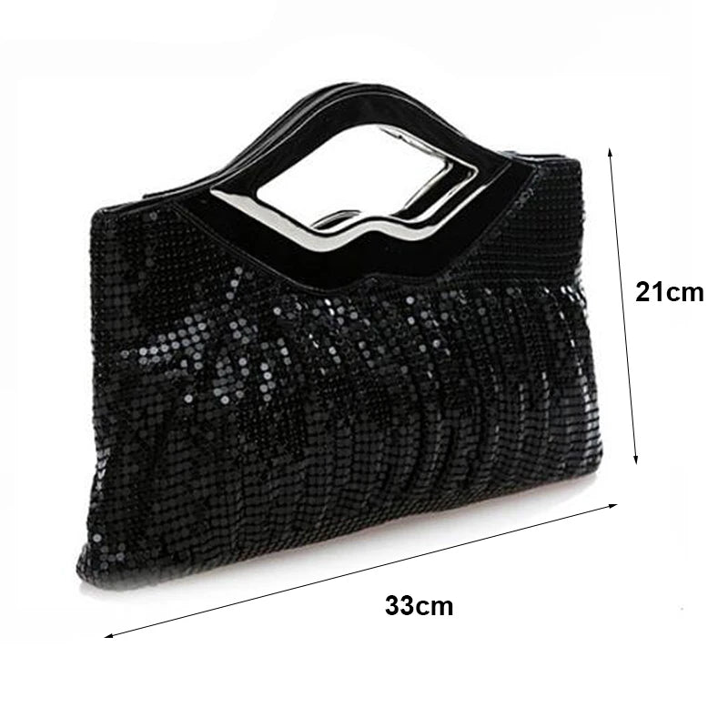 Black Gold Silver Sequin Clutch - Divawearfashion