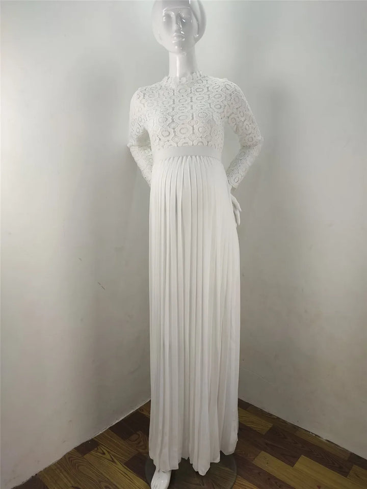 Long Pleated Maxi Maternity Dress - Divawearfashion