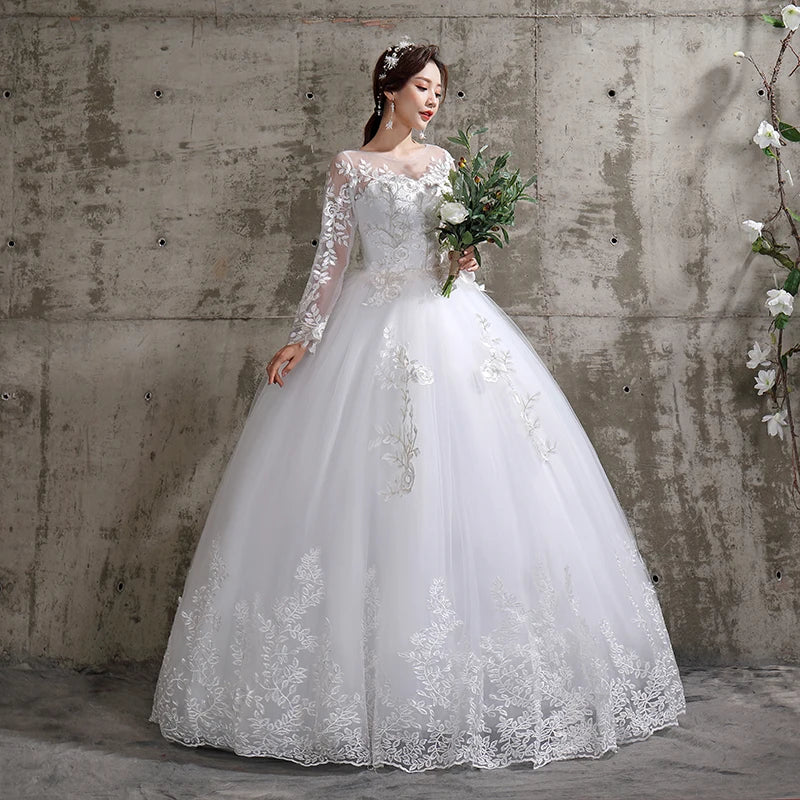 Long Sleeve Lace Wedding Dresses - Divawearfashion