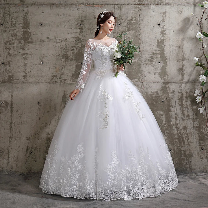 Long Sleeve Lace Wedding Dresses - Divawearfashion