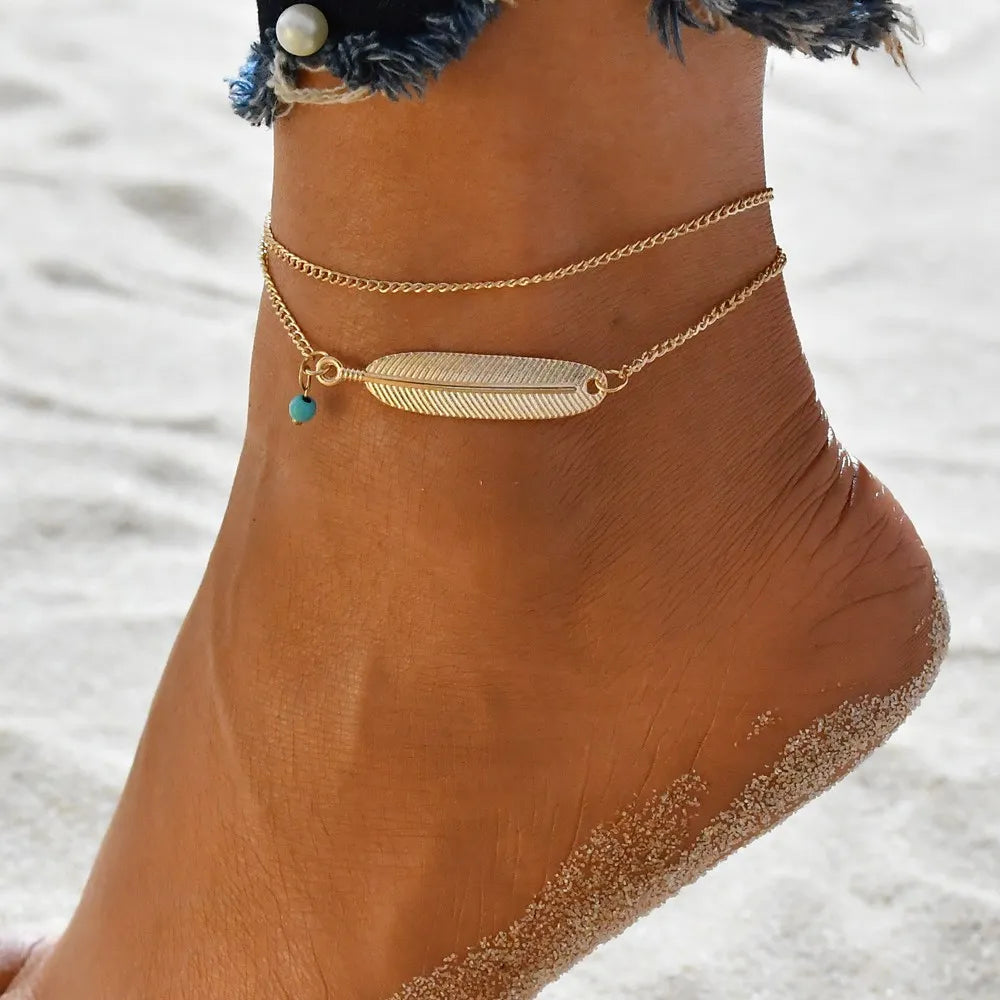 Gold Color Leg Jewelry Chain Bracelets - Divawearfashion