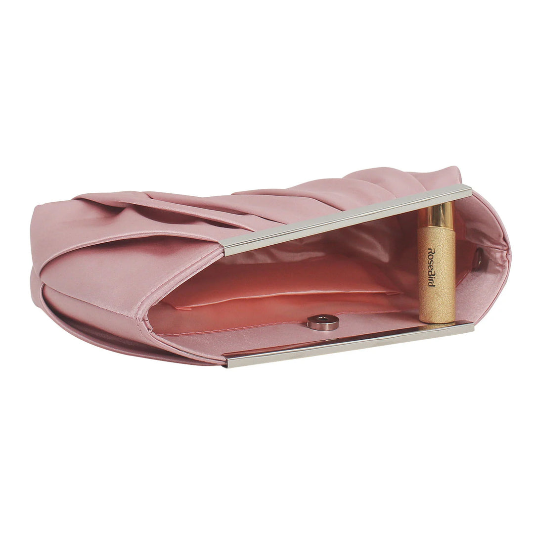 Solid Silk Satin Evening Bag - Divawearfashion