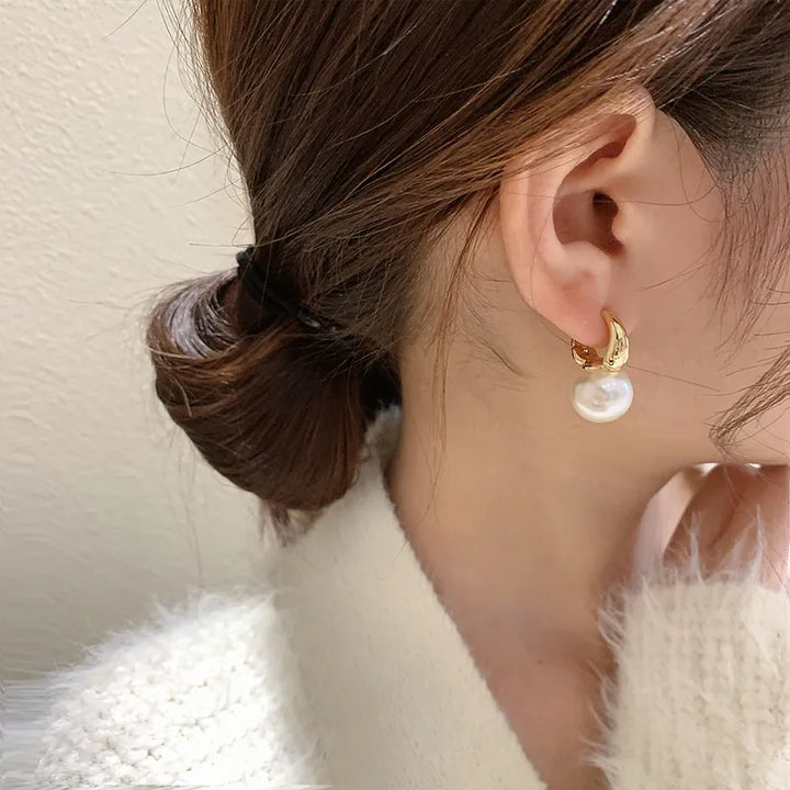 Gold Color Pearl Earrings - Divawearfashion