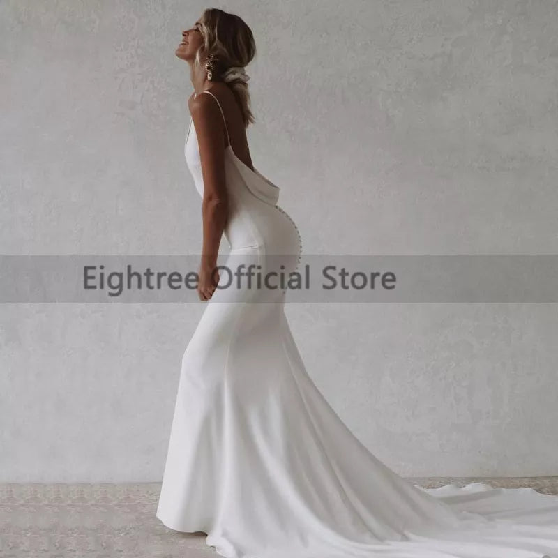 Deep V-Neck Backless Long Boho White Wedding Gowns - Divawearfashion