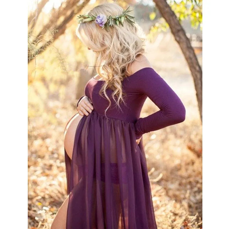Chiffon Maxi Maternity Dress - Divawearfashion