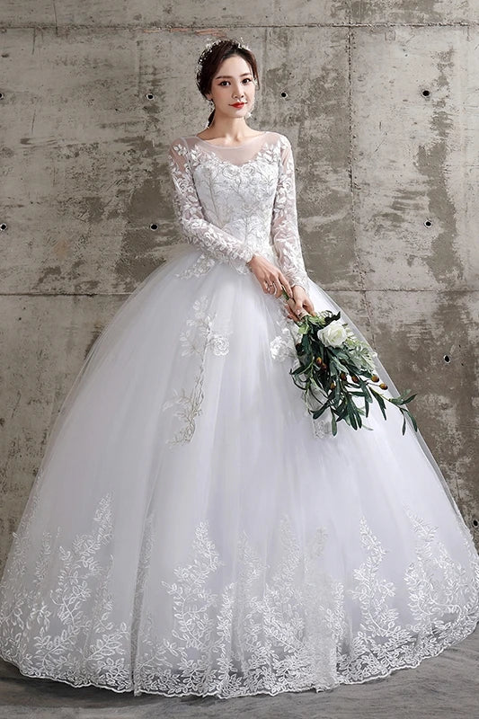 Long Sleeve Lace Wedding Dresses - Divawearfashion