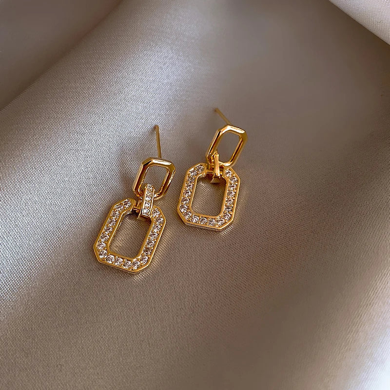 Geometric Square Earrings - Divawearfashion