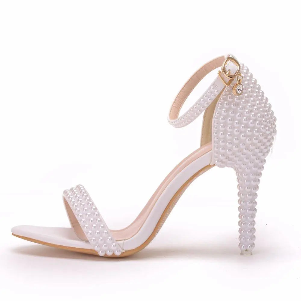 White Ankle Strap Open Toe High Heels  - Divawearfashion