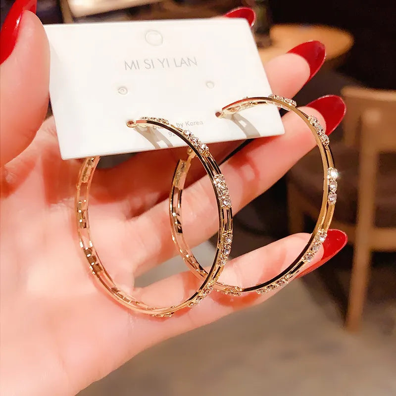 Big Gold Color Round Hoop Earrings - Divawearfashion