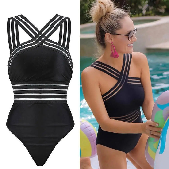 Striped 1 PC Push Up Bathing Suit