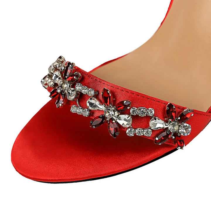 BIGTREE Shoes Open Toe Rhinestones Sandals Women 2023 New Designer Sexy High Heels Sandals Female Shoes Summer Heeled Sandals - Divawearfashion