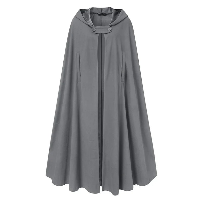 Poncho Hooded Front Cloak Loose Solid Long Coat Hoodies - Divawearfashion