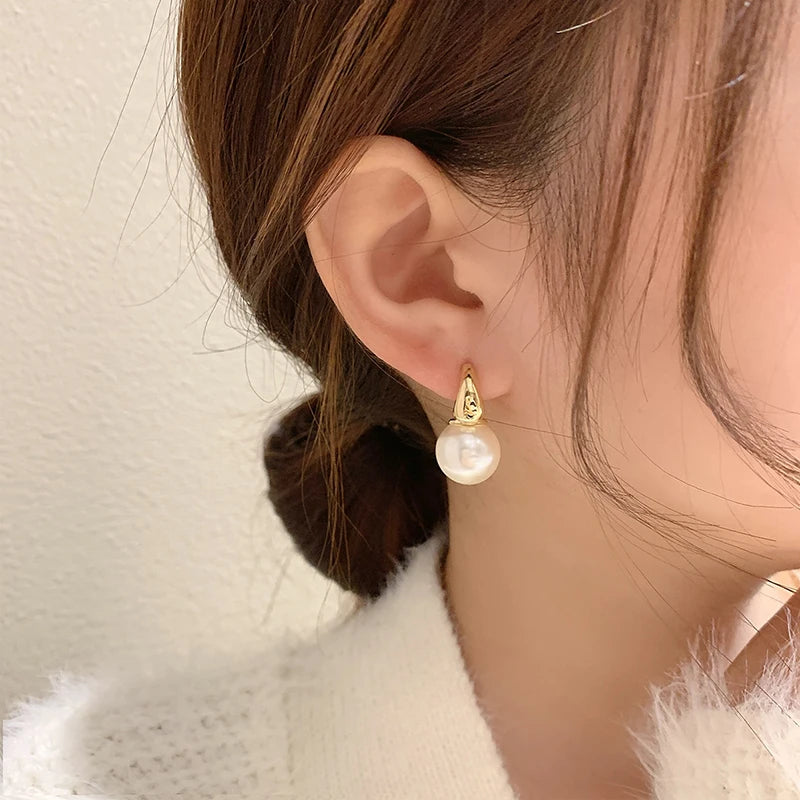Gold Color Pearl Earrings - Divawearfashion