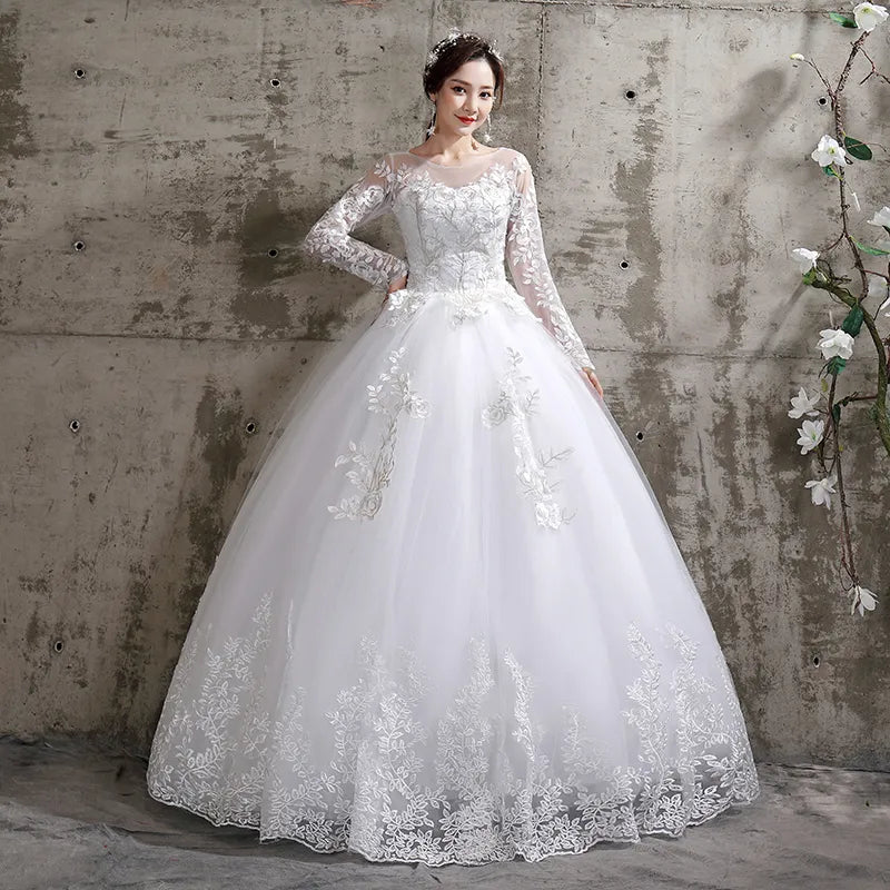 Long Sleeve Lace Wedding Dresses - Divawearfashion