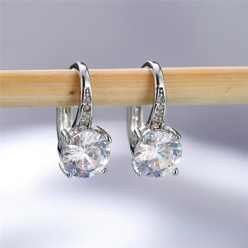 Crystal Zircon Stone Silver Color Clip Earrings - Divawearfashion