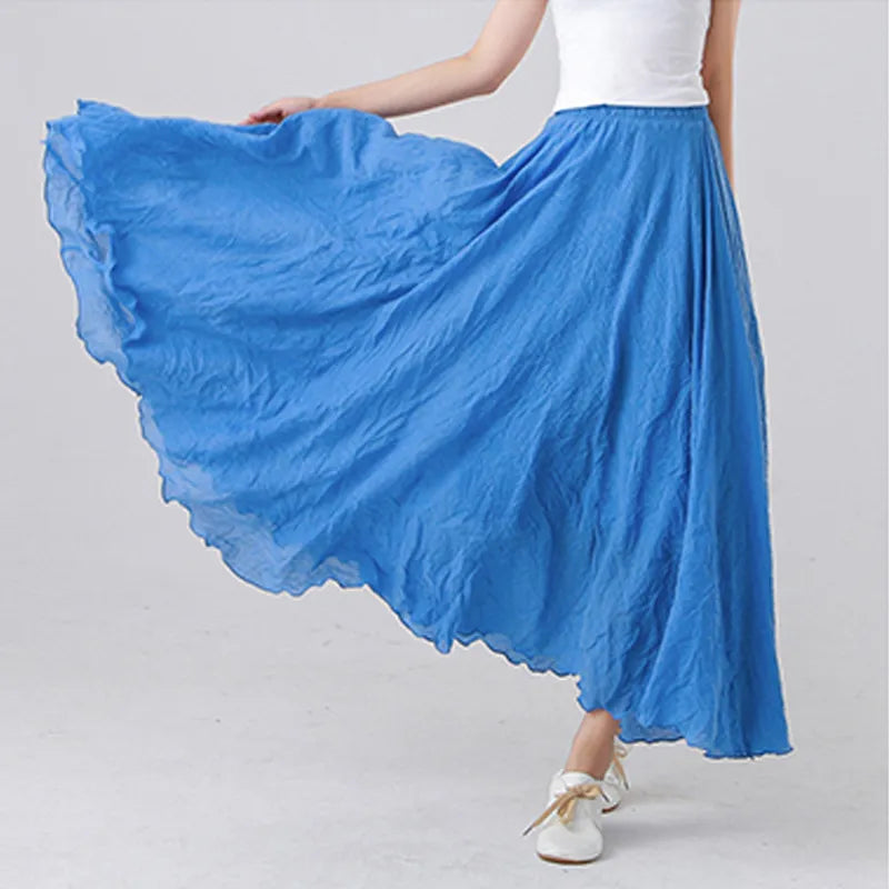 High Quality Cotton Linen Maxi Skirt - Divawearfashion