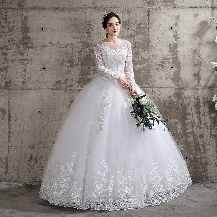 Long Sleeve Lace Wedding Dresses - Divawearfashion