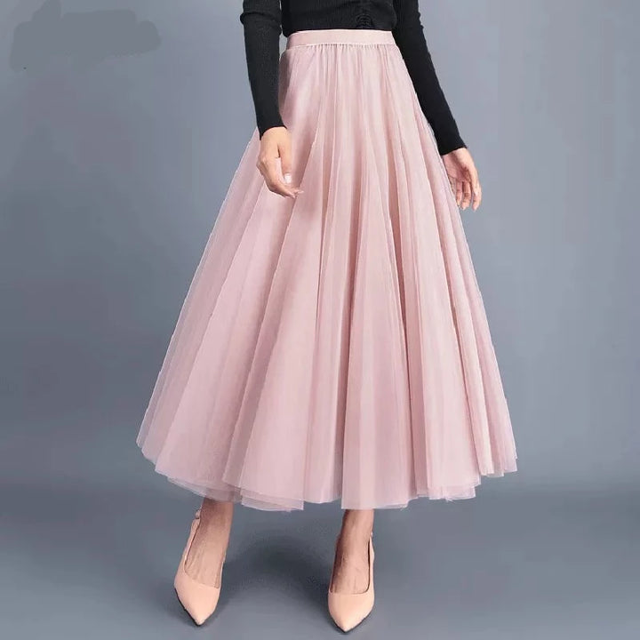 Princess Tulle Mesh Pleated Skirt - 3 Layers - Divawearfashion