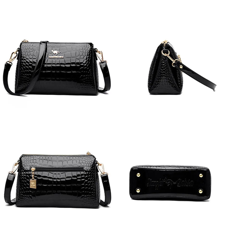 3-Layer Partition Soft Leather Luxury Handbags - Divawearfashion