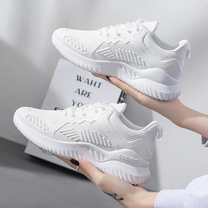 Breathable Casual White Sneakers | divawearfashion