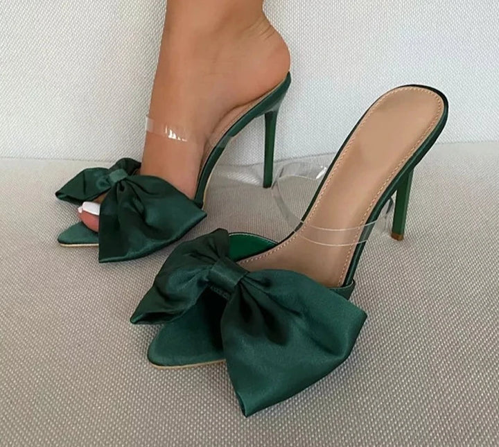 Silk Butterfly-knot High Heels Sandals with Pointed toes - Divawearfashion