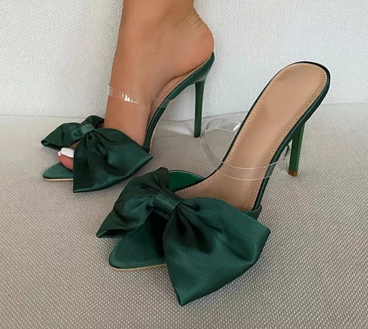 Silk Butterfly-Knot Pointed Toes High Heels  - Divawearfashion