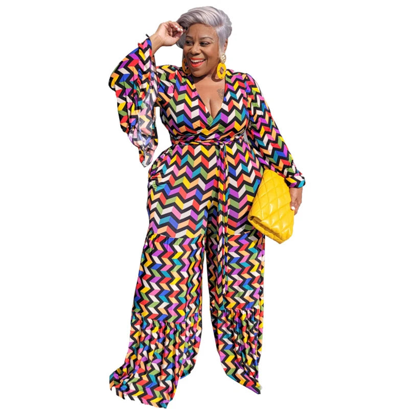 Plus Size Long Sleeve Wide Leg Jumpsuit