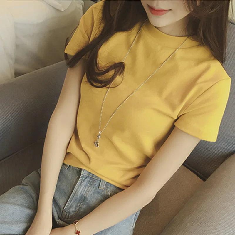 Half High Collar Short-Sleeved T-shirt