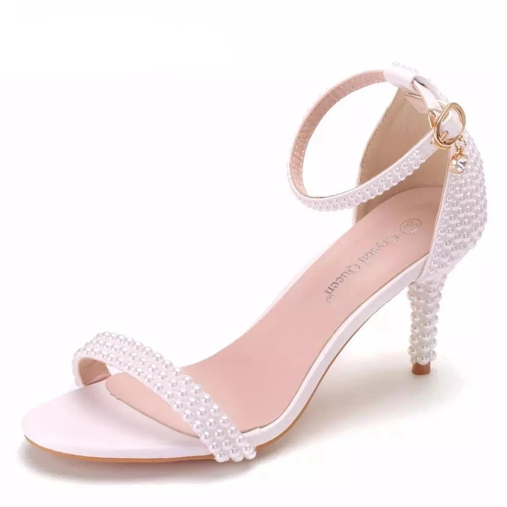 White Ankle Strap Open Toe High Heels  - Divawearfashion