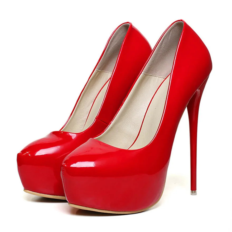 Round Top 16cm High Heels Pumps - Divawearfashion