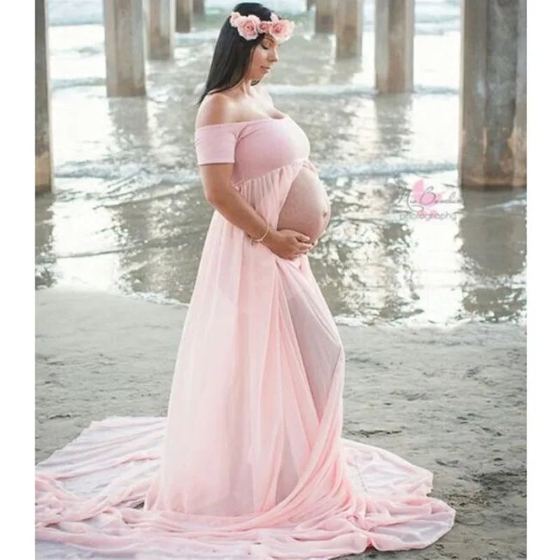 Chiffon Maxi Maternity Dress - Divawearfashion