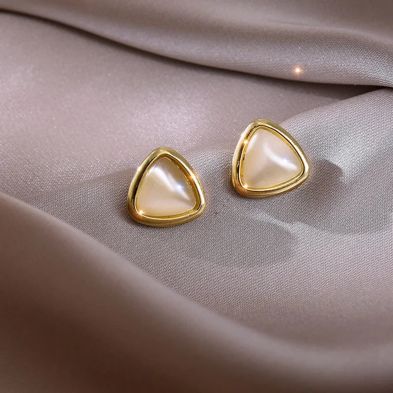 Opal Petal Circle Clip Earrings - Divawearfashion