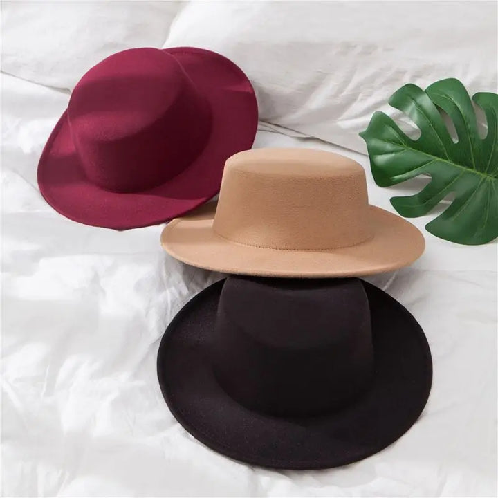 Woolen Flat Top Fedoras Hats  - Divawearfashion