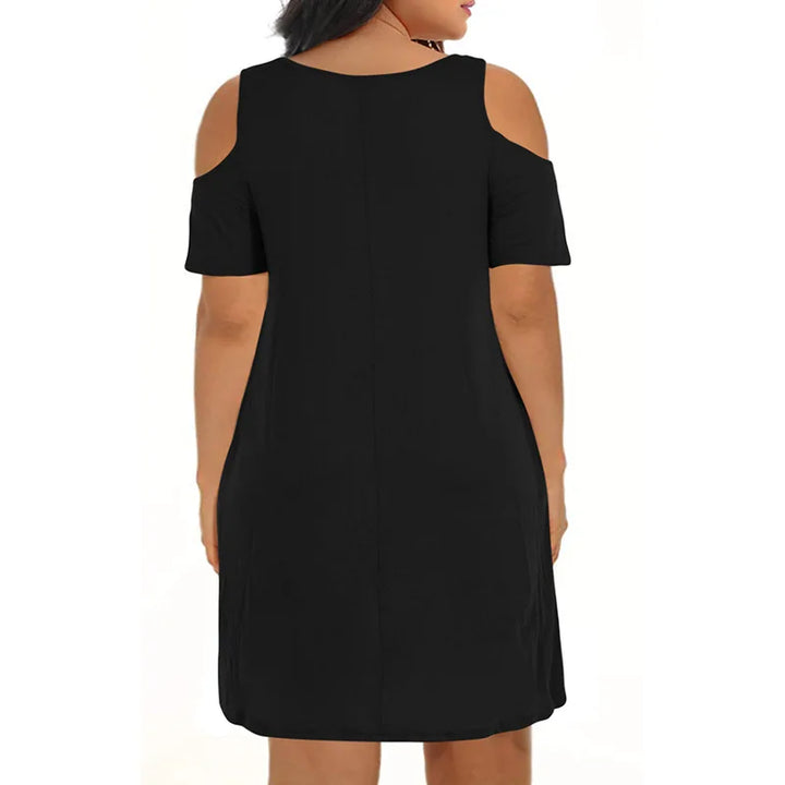 Loose Summer Dress with Off Shoulder Cut Out - Divawearfashion