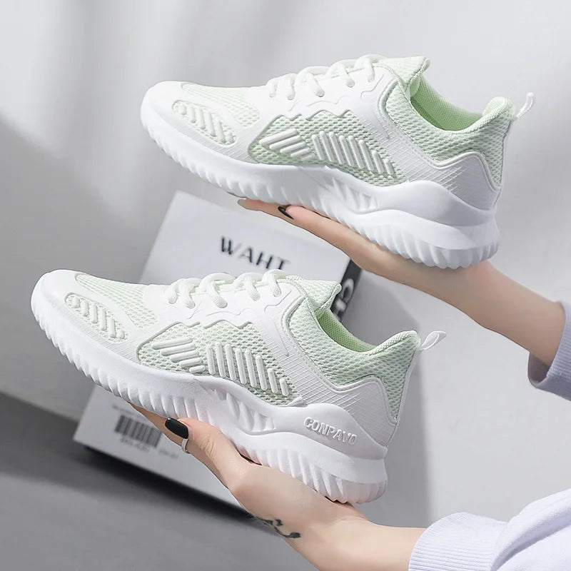 Breathable Casual White Sneakers | divawearfashion