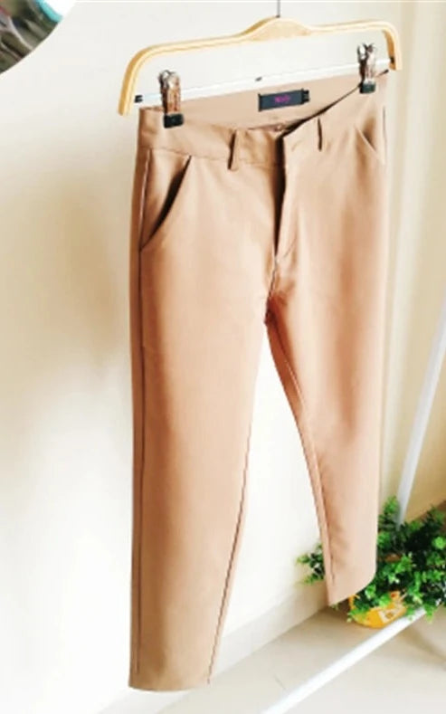 Candy Color Cotton Straight Pencil Pants - Divawearfashion