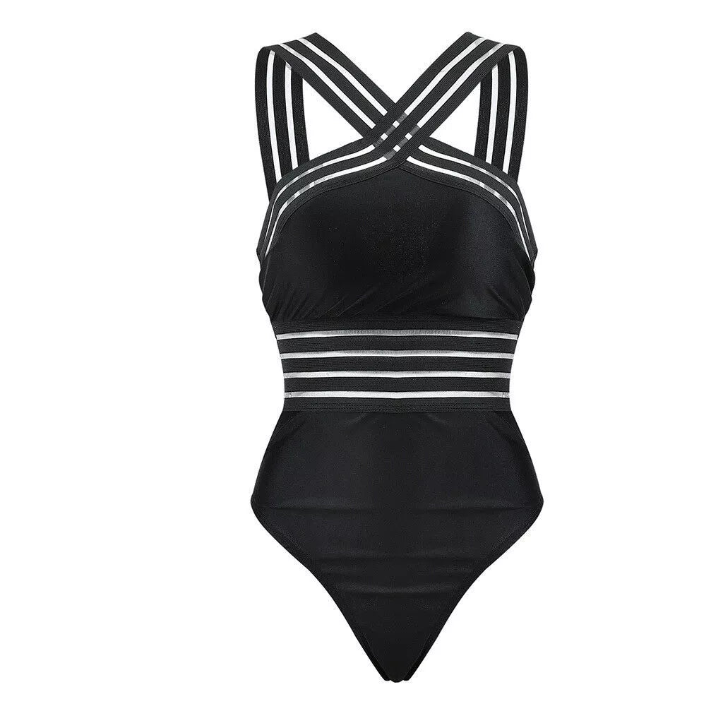 Striped 1 PC Push Up Bathing Suit