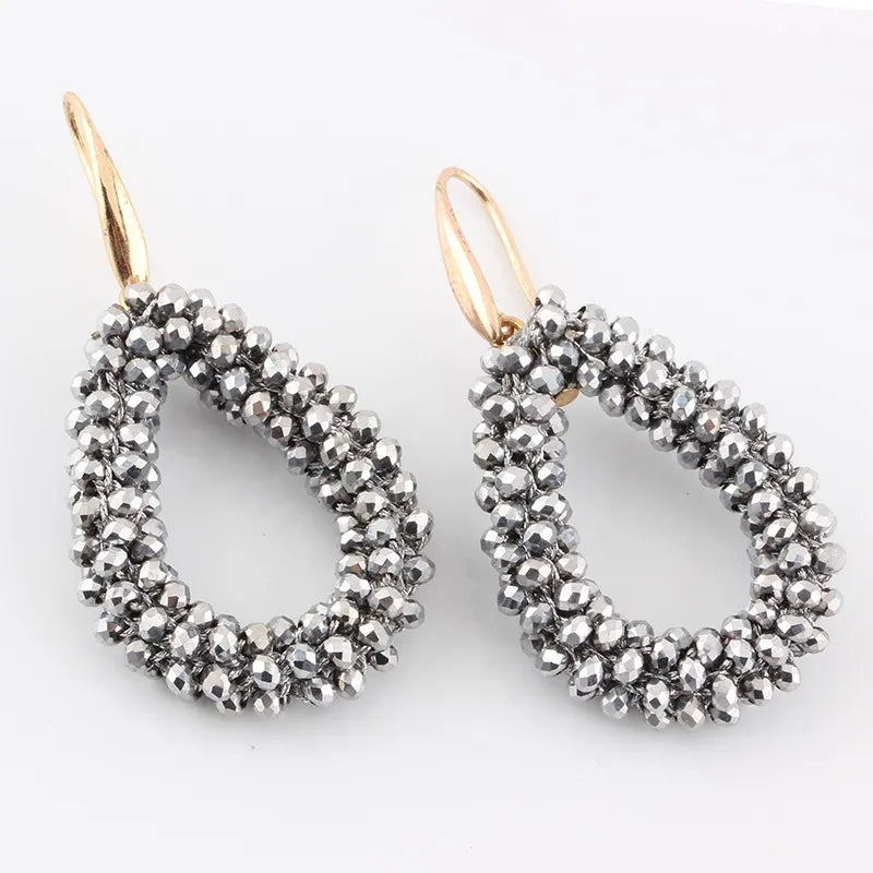 Handmade Bohemian Style Braided Crystal Earrings