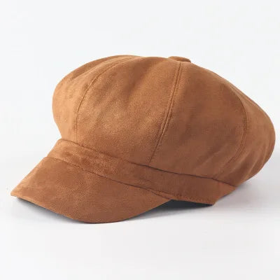 Suede Newsboy Cap Beret Hat - Divawearfashion