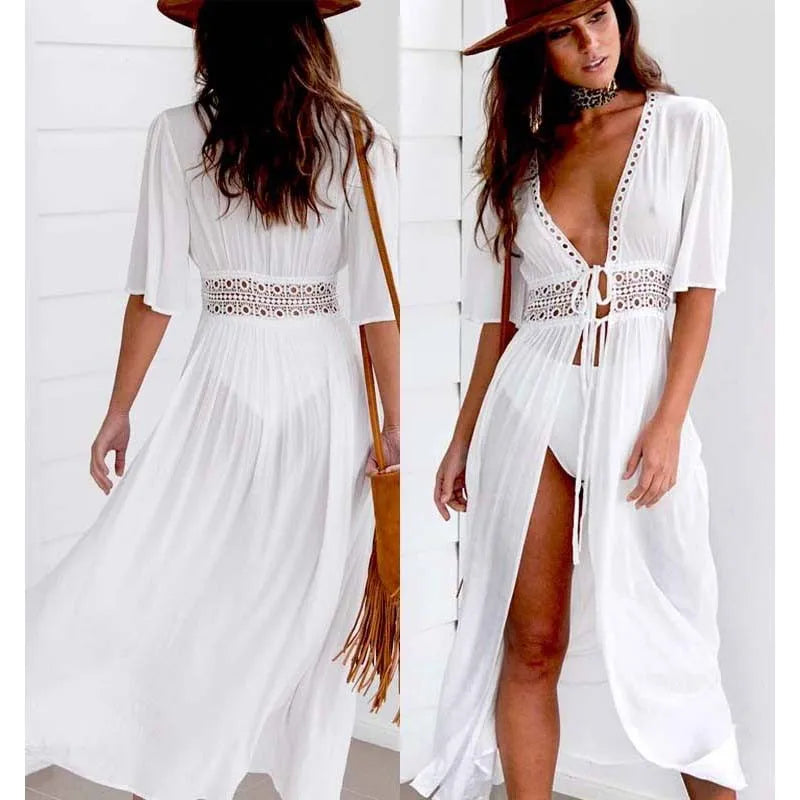 Lace Sun Protection Beach Cover Up - Divawearfashion