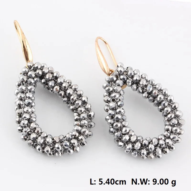 Handmade Bohemian Style Braided Crystal Earrings