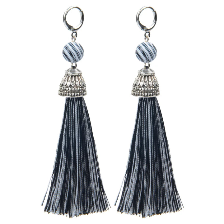 Silk Boho Long Tassel Earrings - Divawearfashion