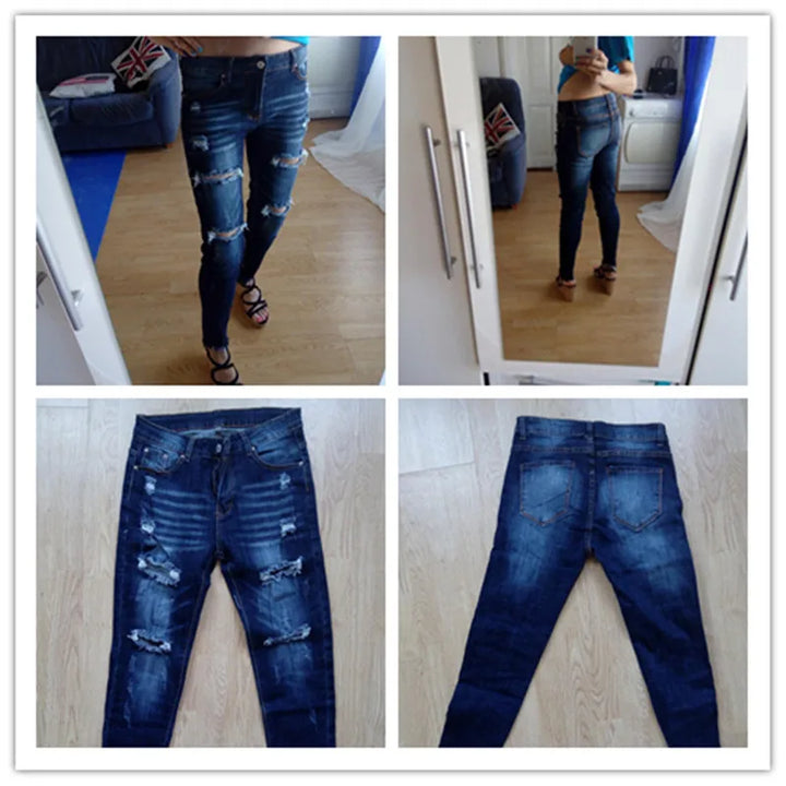 Boyfriend Ripped High Waist Skinny Jeans - Divawearfashion