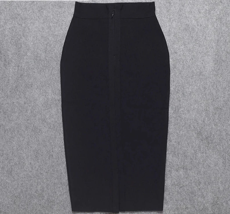 High Waist Back Split Bodycon Skirt - Divawearfashion