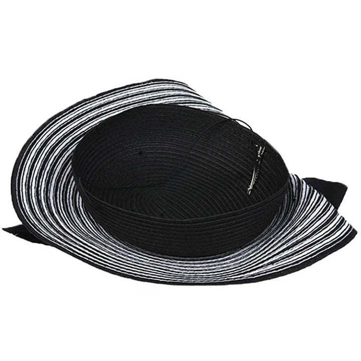 Fedora Black/White Feather Striped Pillbox Hat - Divawearfashion