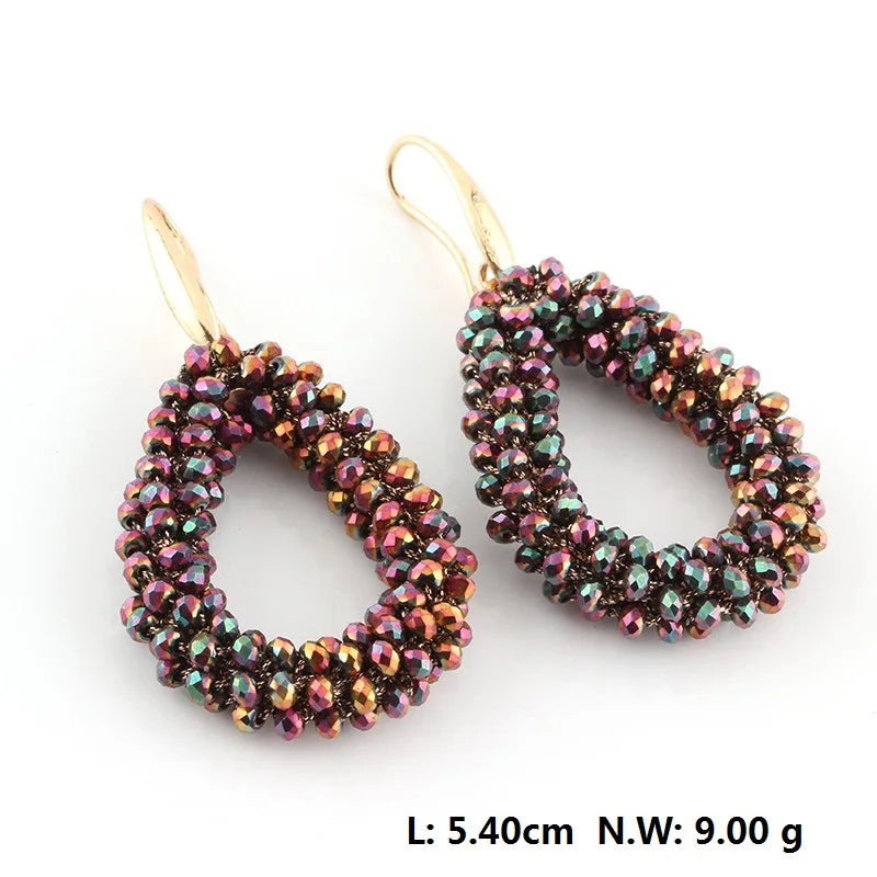 Handmade Bohemian Style Braided Crystal Earrings